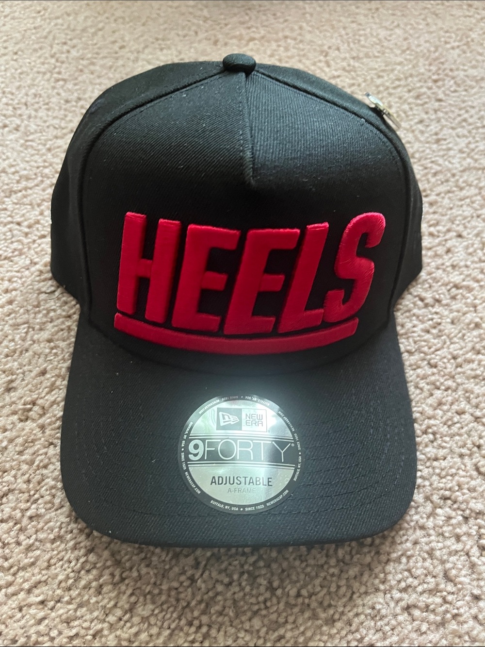 New Era Black Cap with Red HEELS Embroidery